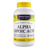 Healthy Origins Ácido Alfa Lipoico: botella con cápsulas de 100 mg para energía y antioxidantes.