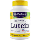 Healthy Origins Luteína 20 mg, botella, apoyo diario a la salud visual.
