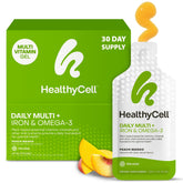 HealthyCell: botella de multivitamínico vegano para apoyo diario de energía.
