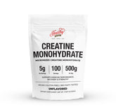 HEARTHY FOODS Creatina Monohidrato micronizado, medidor de porción para dosis diarias en entrenamientos.