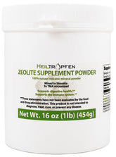 Heiltropfen Zeolita polvo ultrafino en frasco, para apoyo general de la digestión.