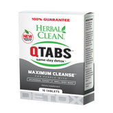 Herbal Clean QTabs frente de la lata, desintoxicación rápida y discreta para llevar.
