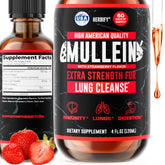 HERBIFY Mullein Drops, botella con etiqueta, apoyo suave para la respiración diaria.