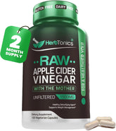 Herbtonics cápsulas de vinagre sidra crudo, enfoque detox suave para el día