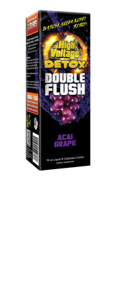 High Voltage Detox, botella de doble flush acai-grape, ideal para un impulso rápido en tu rutina.