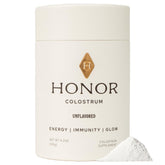 HONOR Supplements Colostrum polvo sin sabor en frasco para mezclar.
