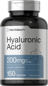Horbäach ácido hialurónico cápsulas 200 mg, botella: complemento diario para la hidratación de la piel.