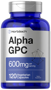 Horbaach Alpha GPC 600 mg: cápsulas vegetarianas para enfoque diario.