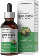 Horbäach: botella de extracto de nogal negro y ajenjo con antioxidantes para uso diario