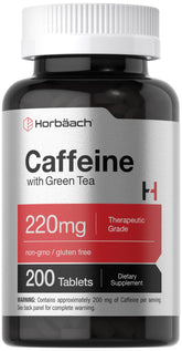 Frasco de Horbaach Caféina 200 mg con tabletas para energía sostenida