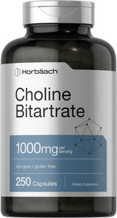 Horbaach colina-bitartrato cápsulas 1000 mg: apoyo diario para bienestar mental.