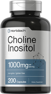 Horbaach Colina Inositol 1000 mg: botella lista para uso diario.