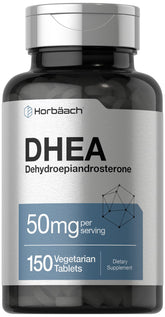 Horbäach DHEA 50 mg botella: suplemento vegetariano para uso diario y energía sostenida