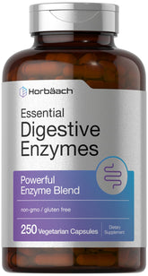 Horbäach Enzimas Digestivas Esenciales en botella para apoyo digestivo diario