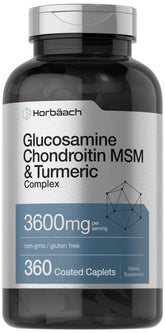 Horbäach Glucosamina Condroitina MSM con curcuma, botella: apoyo para la movilidad diaria.