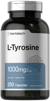 Horbäach L-Tirosina cápsulas de 1000 mg para enfoque diario.