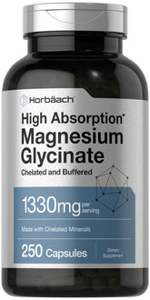 Horbaach Magnesio Glicinato cápsulas para uso diario de alta absorción