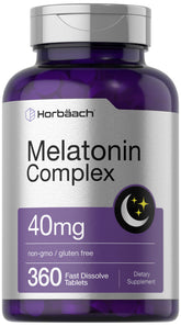 Horbäach Melatonina 40 mg, tabletas de disolucion rápida para apoyar el descanso nocturno