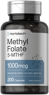 Horbäach Metil Folato 1000mcg cápsulas: alta biodisponibilidad para uso diario.