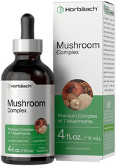 Horbaach Mushroom Complex: botella de gotas lista para el bienestar diario.