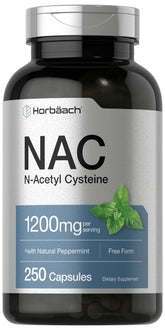 Horbäach NAC suplemento botella: sabor menta natural para uso diario.