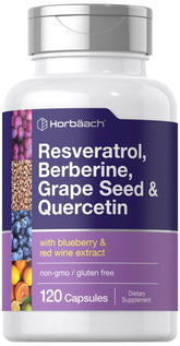 Horbaach Resveratrol Berberina cápsulas suplemento diario con liberación rápida