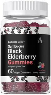 Horbaach Sambucus gomitas en botella frontal, sabor frambuesa para consumo diario.