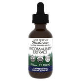 Host Defense MyCommunity Extract frasco visto de frente, ideal para uso diario