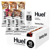 Barra Huel con cobertura de cacao vegana, sabor intenso y nutrición completa.