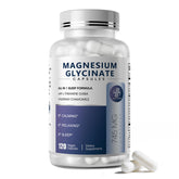 iMATCHME Magnesio Glicinato 850 mg, botella, apoyo diario para sueño y relajación.