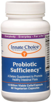 Innate Choice Suficiencia Probiótico: botella frontal con cápsulas