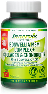 INNERVISNUTRITION Boswellia MSM Complex cápsulas en botella, podría apoyar la salud de las articulaciones.