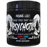 Insane Labz Psychotic Black Edition en lata, energía sostenida para entrenamientos intensos.