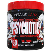 Insane Labz Psychotic, lata-fruta-punch, energía sostenida para entrenos intensos