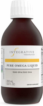 Integrative Therapeutics Omega Puro Líquido, botella ámbar ideal para apoyo diario.