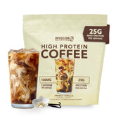 Proteína INVIGOR8 café vainilla francesa en lata, sabor suave para comenzar el día.