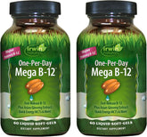 Frasco de Irwin Naturals One-Per-Day Mega B-12 con cápsulas softgel para energía diaria