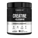 Jacked Factory Creatine + Glutamina, bote para recuperación muscular y fuerza sostenida.
