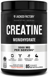 Jacked Factory Creatine Monohidrato polvo durazno mango para entrenamientos.