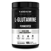 Jacked Factory L-Glutamina en polvo sin sabor para recuperacion muscular posentrenamiento.