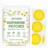 JIATUHAN parches de dopamina: caja y empaque muestran diseño limpio y natural.