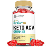 Justified Laboratories Speedy Keto ACV Gummies, bote frontal, fácil dosis para tu rutina diaria.