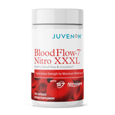 Juvenon BloodFlow-7 XXXL: botella en mesa con posible impulso de energía para entrenos