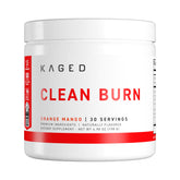 Kaged Clean Burn frasco y etiqueta, atractivo en la estantería para entrenamientos.