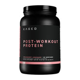 Proteína Kaged post-entrenamiento en botella sabor fresa limón para recuperación muscular.