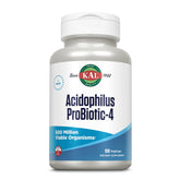 KAL Acidophilus ProBiotic-4: cápsulas vegetales para apoyar equilibrio intestinal.