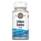 KAL Litio Orotato 5mg, botella con cápsulas fáciles de tragar para uso diario.