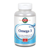 KAL Omega 3: botella frontal, favorece salud cardíaca y cerebral.