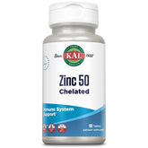 KAL Zinc 50 mg chelato en botella para absorción óptima.