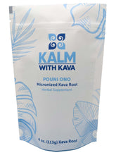 KALM Pouni Ono Kava polvo micronizado en envase, listo para relajación rápida